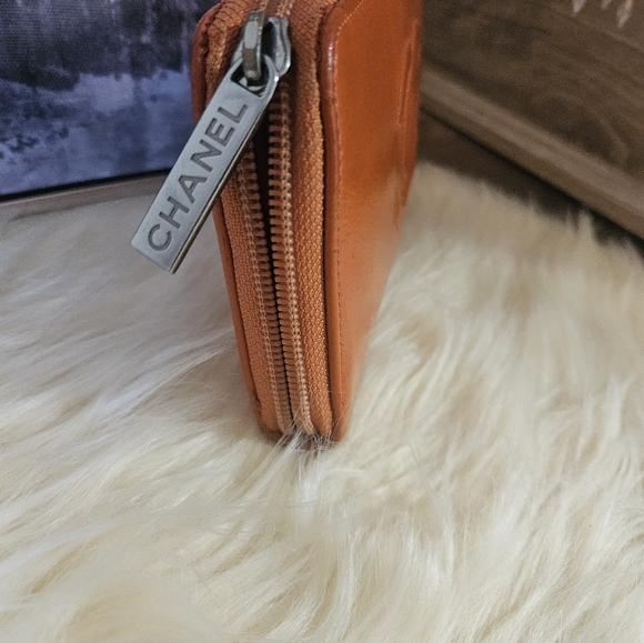 Authentic Chanel Caviar Large Timeless Gusset Zip Around Wallet Orange - Picture 14 of 16